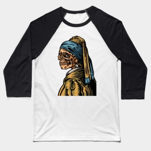 Skull With A Pearl Earring Baseball T-Shirt